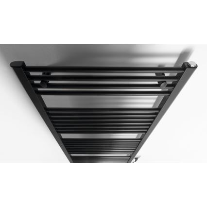 Aqualine - Ηλεκτρική πετσετοκρεμάστρα μπάνιου  DIRECT-E 600W/230V 132 cm ματ μαύρο ευθεία