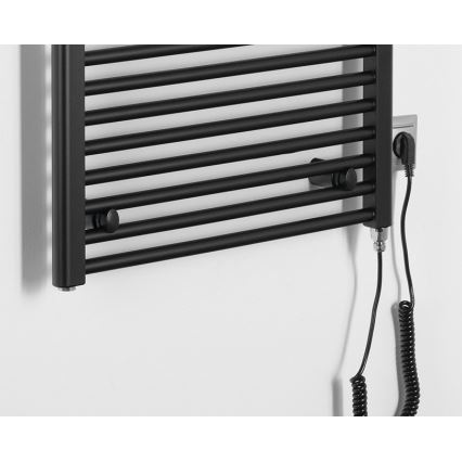 Aqualine - Ηλεκτρική πετσετοκρεμάστρα μπάνιου  DIRECT-E 600W/230V 132 cm ματ μαύρο ευθεία