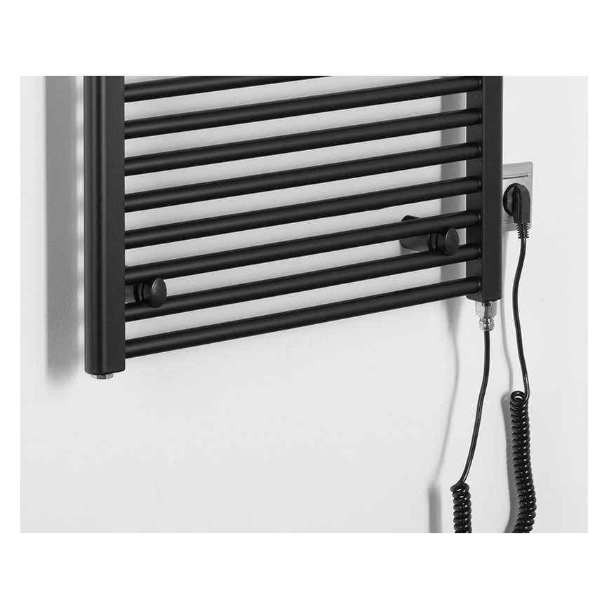 Aqualine - Ηλεκτρική πετσετοκρεμάστρα μπάνιου  DIRECT-E 600W/230V 132 cm ματ μαύρο ευθεία