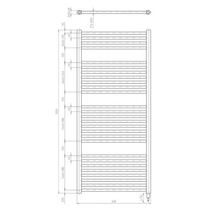 Aqualine - Ηλεκτρική πετσετοκρεμάστρα μπάνιου  DIRECT-E 600W/230V 132 cm ματ μαύρο ευθεία
