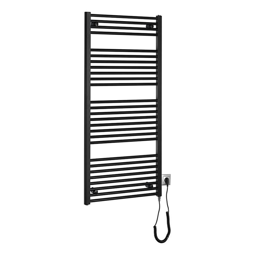 Aqualine - Ηλεκτρική πετσετοκρεμάστρα μπάνιου  DIRECT-E 600W/230V 132 cm ματ μαύρο ευθεία