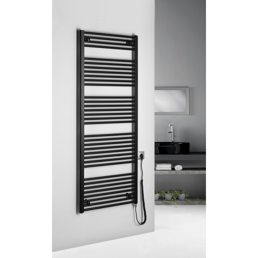 Aqualine - Ηλεκτρική πετσετοκρεμάστρα μπάνιου  DIRECT-E 800W/230V 168 cm ματ μαύρο ευθεία