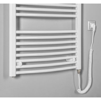 Aqualine - Ηλεκτρική πετσετοκρεμάστρα μπάνιου ORBIT-E 600W/230V 132 cm λευκό στρογγυλή