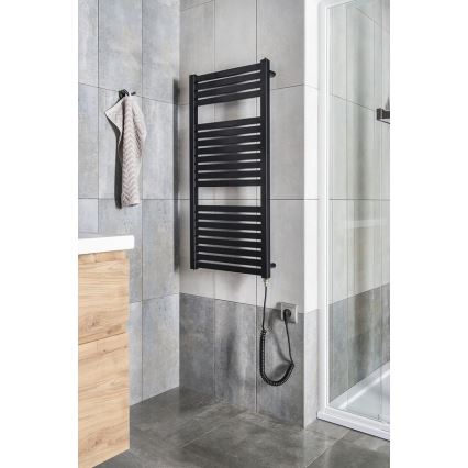 Aqualine - Ηλεκτρική πετσετοκρεμάστρα μπάνιου TONDI-E 300W/230V 97 cm ματ μαύρο ευθεία