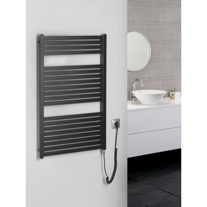 Aqualine - Ηλεκτρική πετσετοκρεμάστρα μπάνιου  TONDI-E 400W/230V 97 cm ματ μαύρο ευθεία