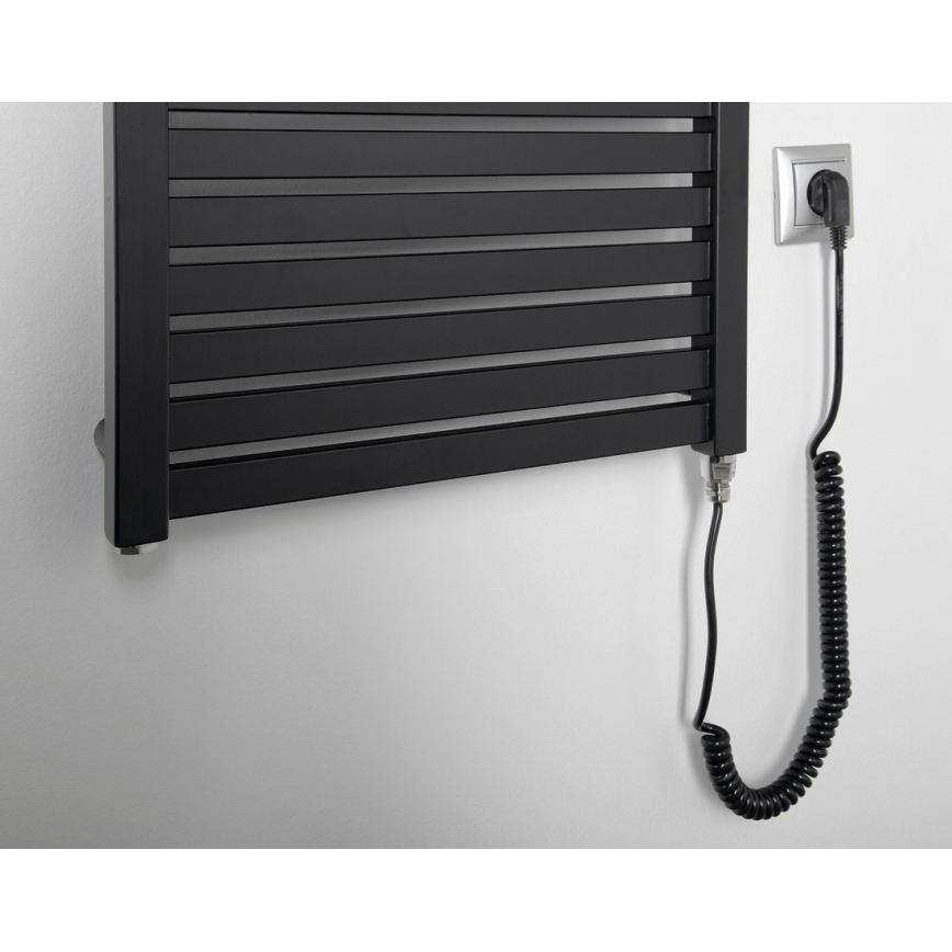Aqualine - Ηλεκτρική πετσετοκρεμάστρα μπάνιου TONDI-E 500W/230V 133 cm ματ μαύρο ευθεία