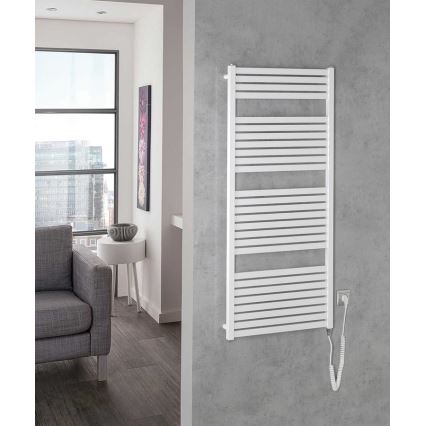 Aqualine - Ηλεκτρική πετσετοκρεμάστρα μπάνιου TONDI-E 600W/230V 133 cm λευκό ευθεία
