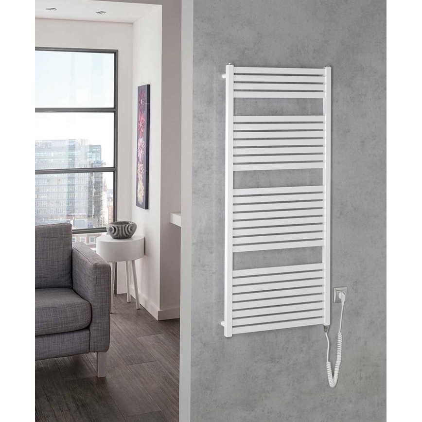 Aqualine - Ηλεκτρική πετσετοκρεμάστρα μπάνιου TONDI-E 600W/230V 133 cm λευκό ευθεία