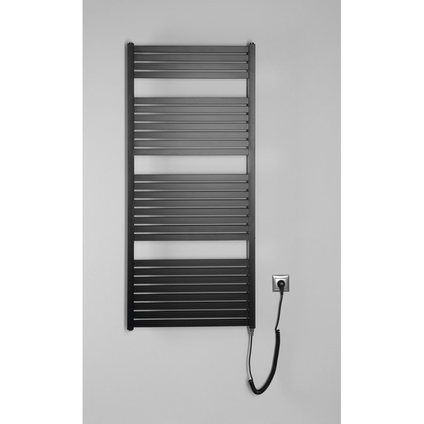 Aqualine - Ηλεκτρική πετσετοκρεμάστρα μπάνιου TONDI-E 600W/230V 133 cm ματ μαύρο ευθεία