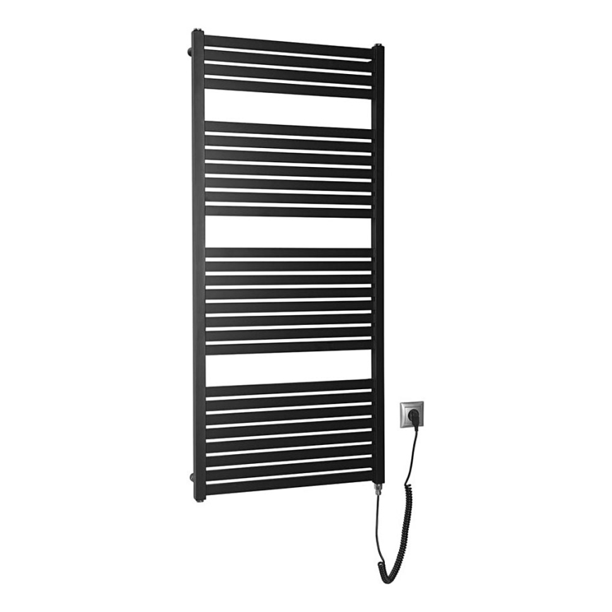 Aqualine - Ηλεκτρική πετσετοκρεμάστρα μπάνιου TONDI-E 600W/230V 133 cm ματ μαύρο ευθεία
