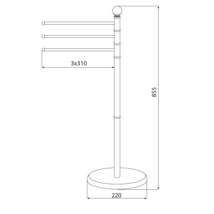 Aqualine - Κρεμάστρα μπάνιου επιδαπέδια SAMBA 85,5 cm ανοξείδωτο ατσάλι/γυαλιστερό χρώμιο
