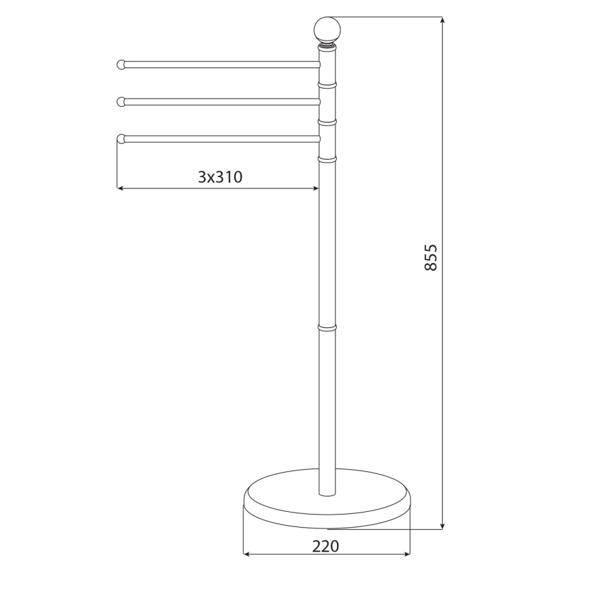 Aqualine - Κρεμάστρα μπάνιου επιδαπέδια SAMBA 85,5 cm ανοξείδωτο ατσάλι/γυαλιστερό χρώμιο