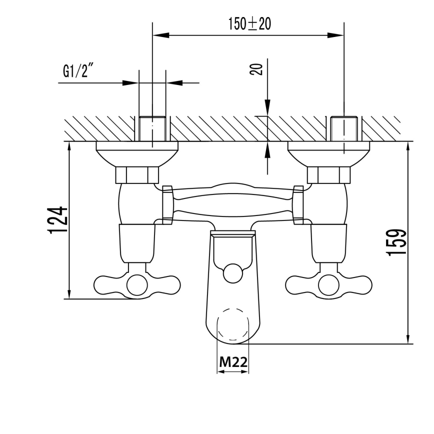 Aqualine -Μπαταρία λουτρού πλήρες σετ VICTORIA γυαλιστερό χρώμιο