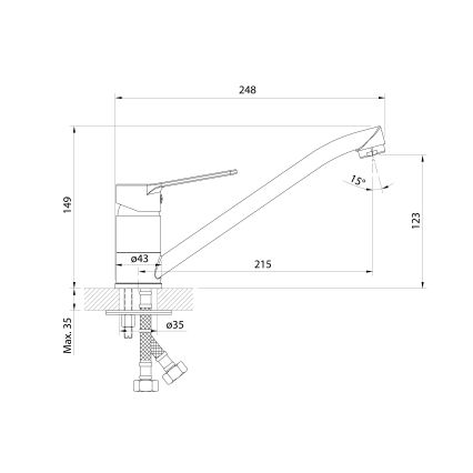 Aqualine - Μπαταρία κουζίνας SINTRA γυαλιστερό χρώμιο