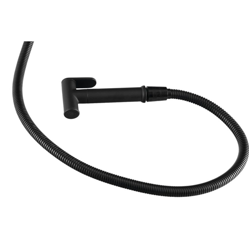 Aqualine - Μπαταρία μπιντέ εντοιχισμού με ντους ματ μαύρο