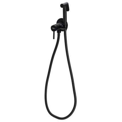 Aqualine - Μπαταρία μπιντέ εντοιχισμού με ντους ματ μαύρο