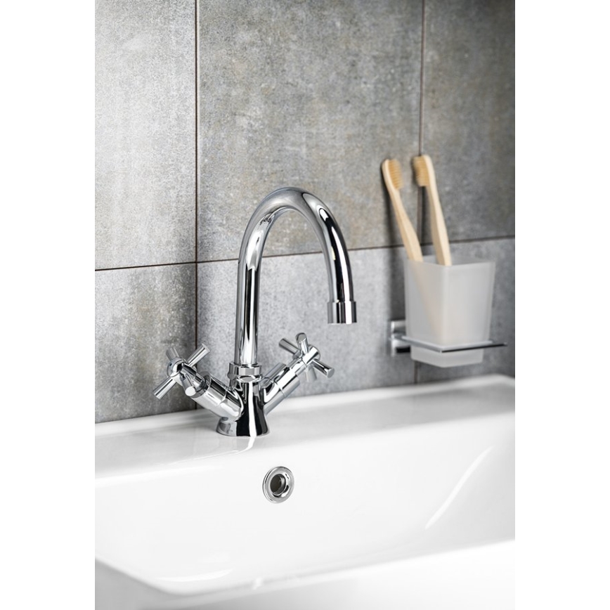 Aqualine - Μπαταρία νιπτήρα XENIA RETRO 22,2 cm γυαλιστερό χρώμιο