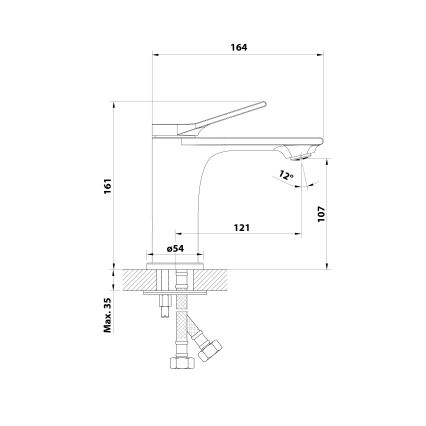 Aqualine - Μπαταρία νιπτήρος BOLERO γυαλιστερό χρώμιο