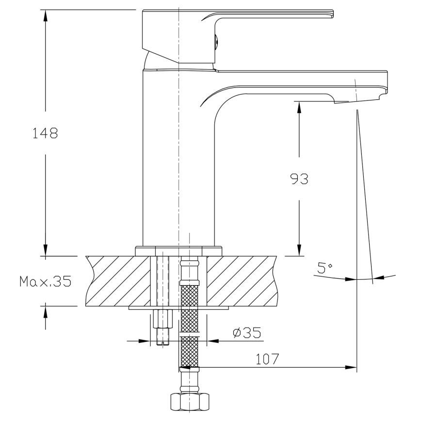 Aqualine - Μπαταρία νιπτήρος FACTOR γυαλιστερό χρώμιο