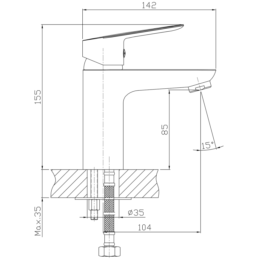 Aqualine - Μπαταρία νιπτήρος LOTTA γυαλιστερό χρώμιο