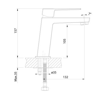 Aqualine - Μπαταρία νιπτήρος RITMO γυαλιστερό χρώμιο