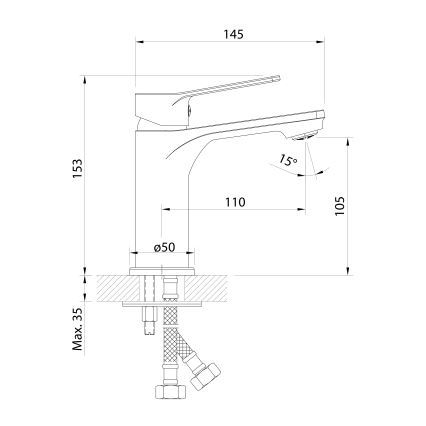 Aqualine - Μπαταρία νιπτήρος SINTRA γυαλιστερό χρώμιο