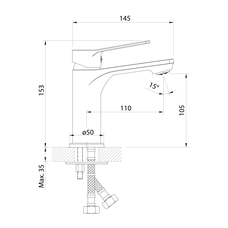 Aqualine - Μπαταρία νιπτήρος SINTRA γυαλιστερό χρώμιο