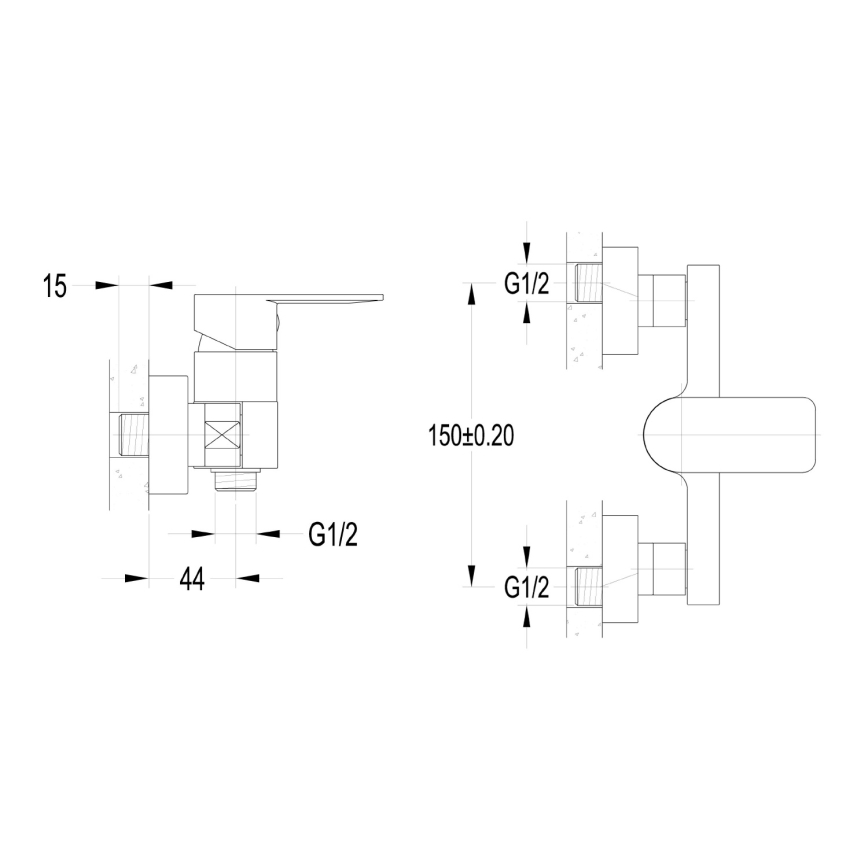 Aqualine - Μπαταρία ντους DAPHNE σε γυαλισμένο χρώμιο