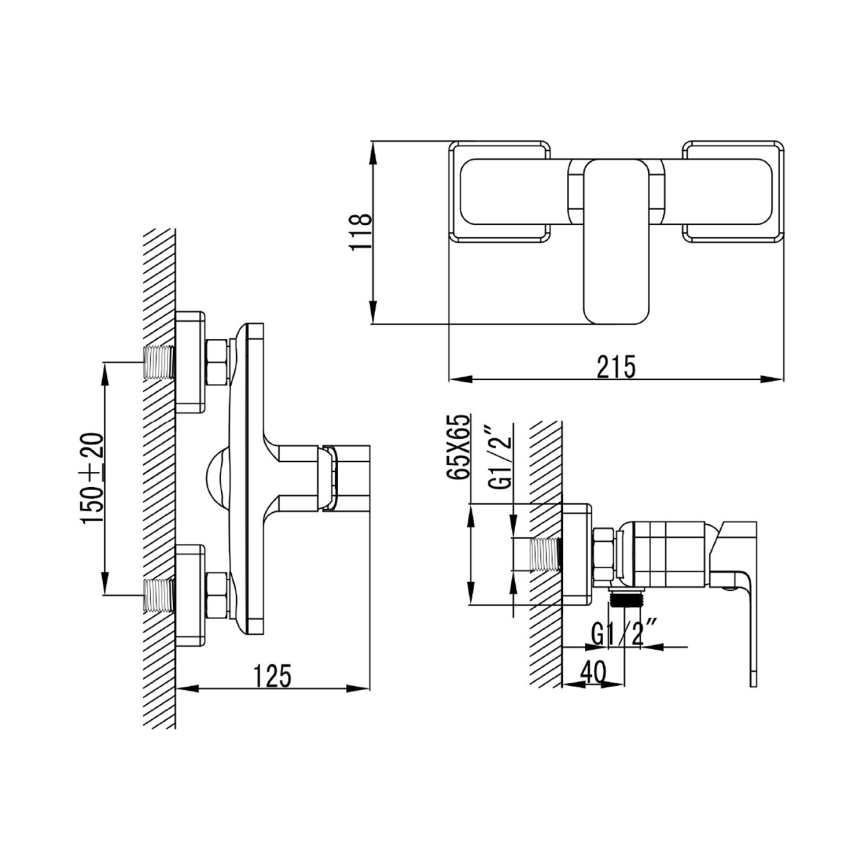 Aqualine - Μπαταρία ντους FACTOR γυαλιστερό χρώμιο