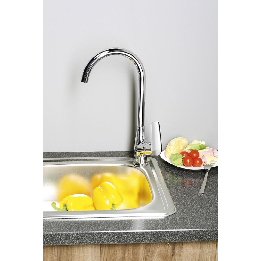 Aqualine - Μπαταρία νεροχύτη LOTTA σε γυαλιστερό χρώμιο