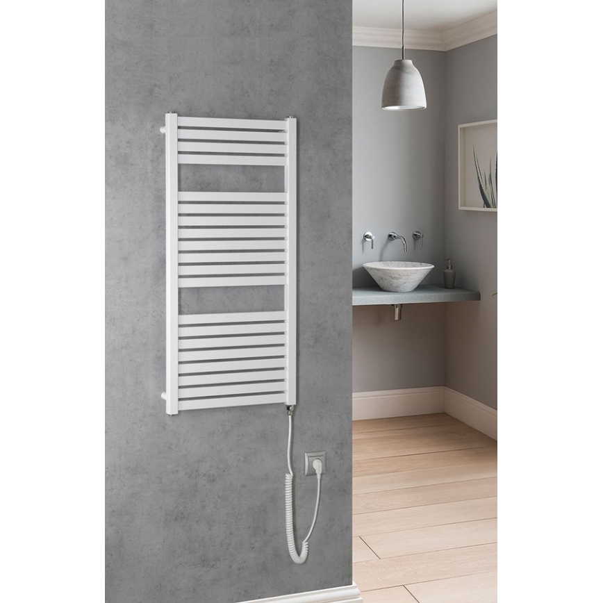 Aqualine - Μπάνιου ηλεκτρικά πετσετοκρεμάστρα TONDI-E 300W/230V 97 cm λευκό straight