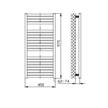 Aqualine - Μπάνιου ηλεκτρικά πετσετοκρεμάστρα TONDI-E 300W/230V 97 cm λευκό straight