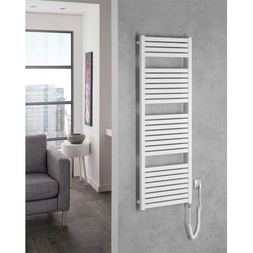 Aqualine - Μπάνιου ηλεκτρικά πετσετοκρεμάστρα TONDI-E 500W/230V 133 cm λευκό straight