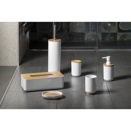 Aqualine - Ντισπένσερ υγρού σαπουνιού SNOW 350 mm λευκό/μπαμπού