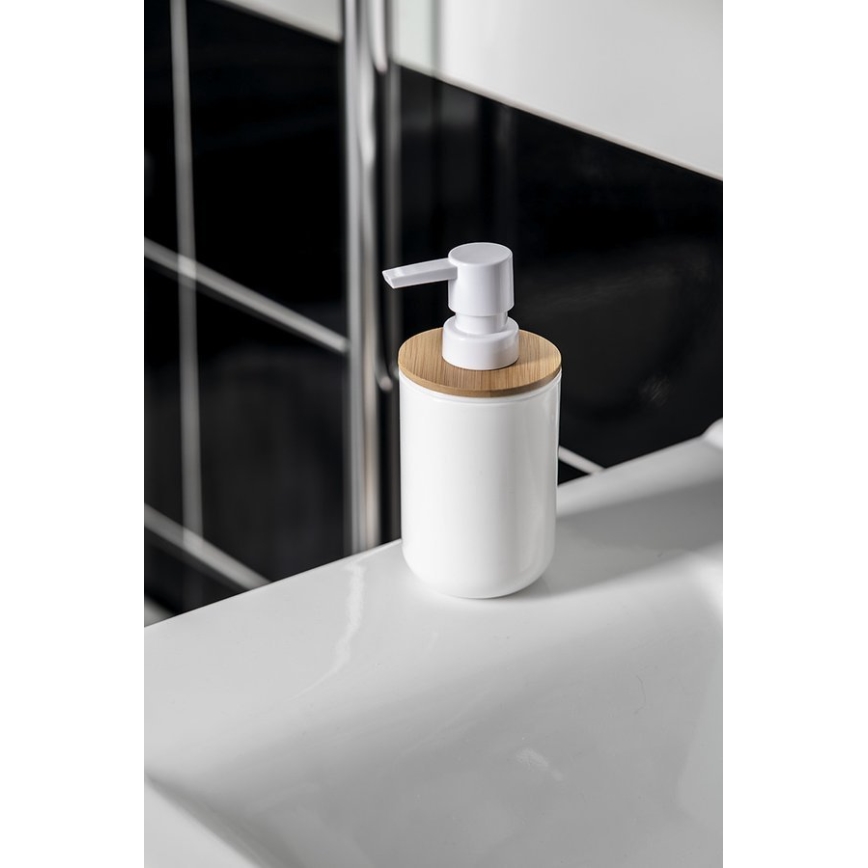 Aqualine - Ντισπένσερ υγρού σαπουνιού SNOW 350 mm λευκό/μπαμπού