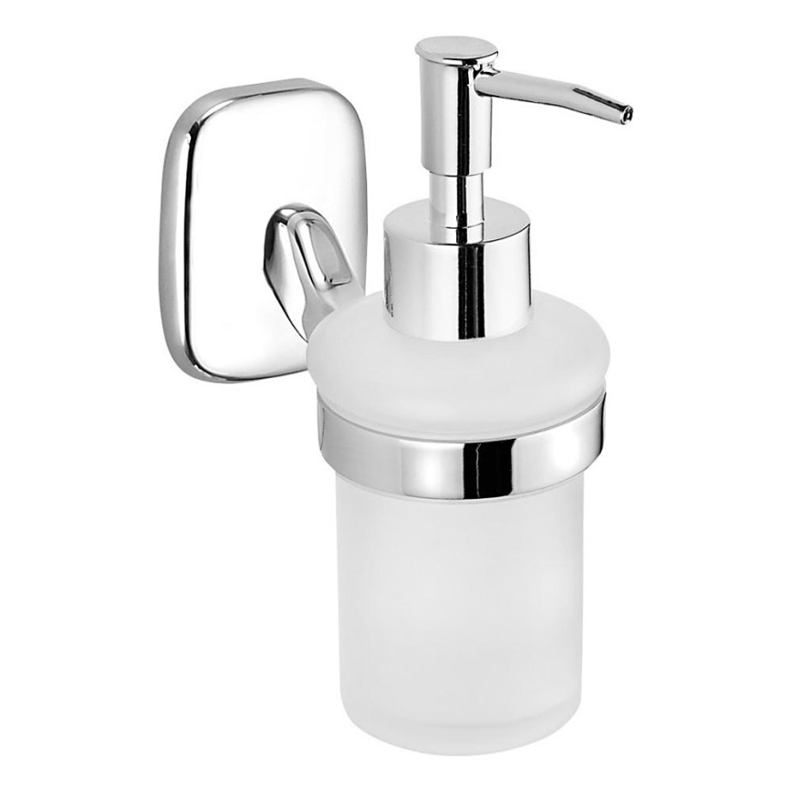 Aqualine - Ντισπένσερ υγρού σαπουνιού τοίχου RUMBA 160 mm γαλακτερό Γυαλί/γυαλιστερό χρώμιο