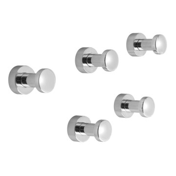 Aqualine - Σετ 5x Επιτοίχια Κρεμάστρα SAMBA σε γυαλιστερό χρώμιο
