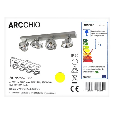 Arcchio - LED Σποτ MUNIN 4xGU10/ES111/11,5W/230V