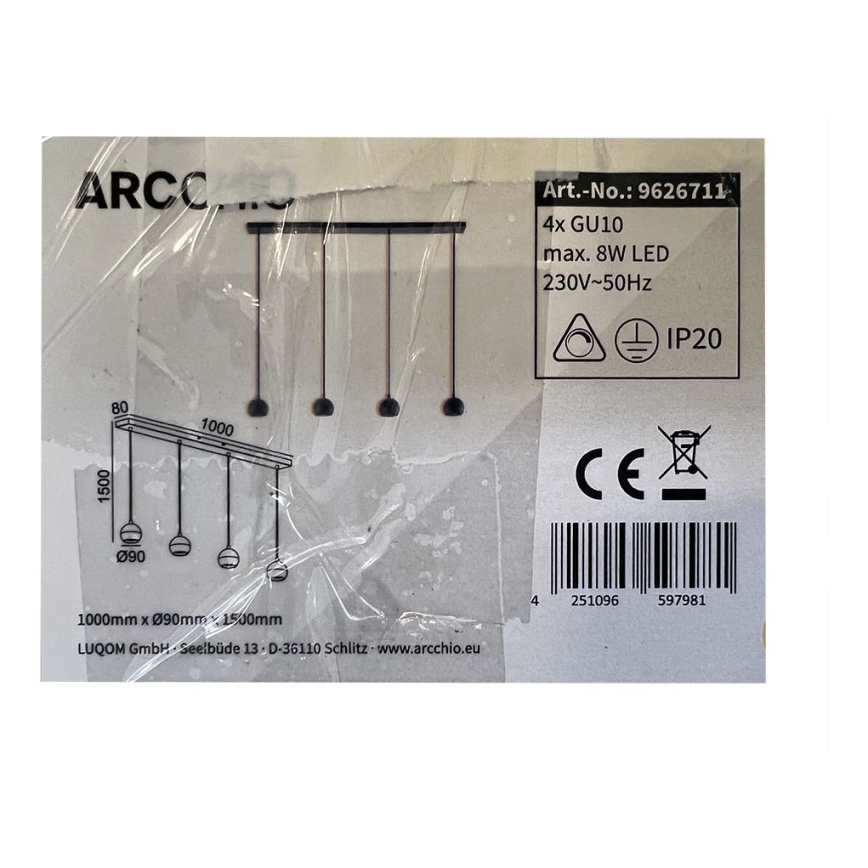 Arcchio - Κρεμαστό φωτιστικό οροφής ράγα RENKO 4xGU10/8W/230V