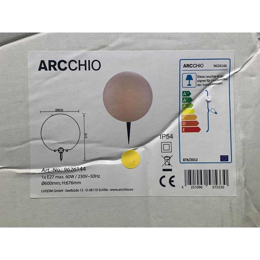 Arcchio - Λάμπα εξωτερικού χώρου SENADIN 1xE27/60W/230V 60 cm IP54