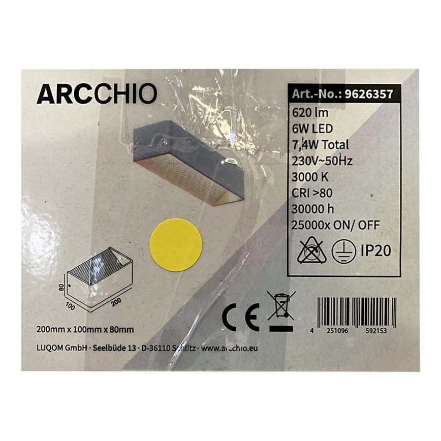 Arcchio - Φωτιστικό τοίχου LED KARAM LED/6W/230V