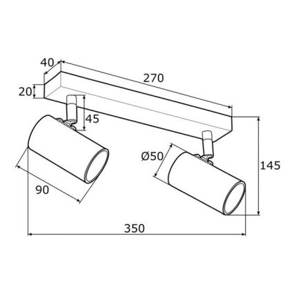 Argon 0889 - Φωτιστικό σποτ LAGOS 2xGU10/5W/230V ορείχαλκο/μαύρο