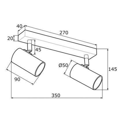 Argon 0891 - Φωτιστικό σποτ LAGOS 2xGU10/5W/230V μαύρο/ορείχαλκο