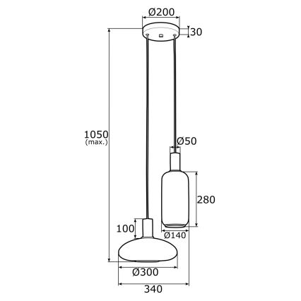 Argon 0896 - Κρεμαστό φωτιστικό οροφής δίφωτο SAGUNTO 2xE27/15W/230V ορείχαλκος