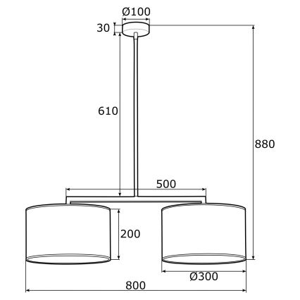 Argon 0899 - Κρεμαστό φωτιστικό οροφής δίφωτο KARIN 2xE27/15W/230V μαύρο