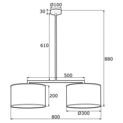 Argon 0900 - Κρεμαστό φωτιστικό οροφής δίφωτο KARIN 2xE27/15W/230V λευκό