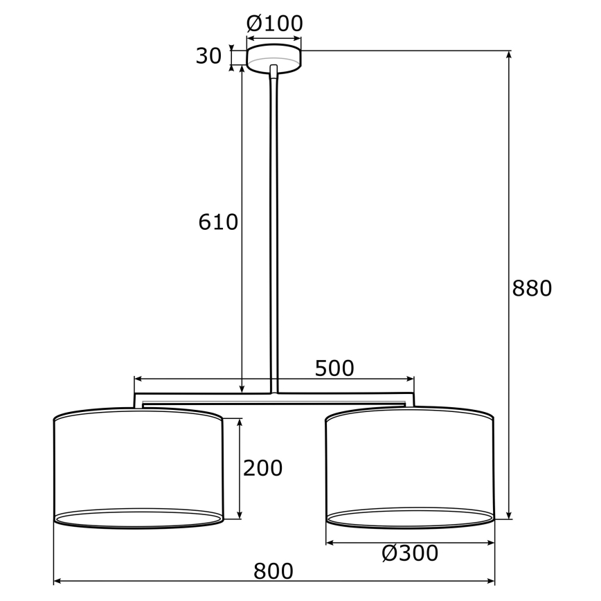 Argon 0900 - Κρεμαστό φωτιστικό οροφής δίφωτο KARIN 2xE27/15W/230V λευκό