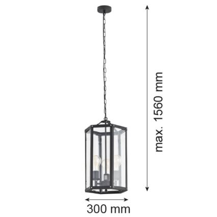Argon 1253 - Κρεμαστό φωτιστικό οροφής BODRUM 3xE27/15W/230V μαύρο