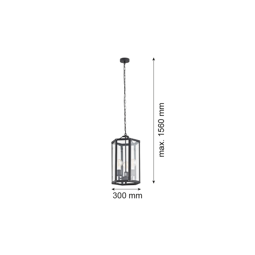 Argon 1253 - Κρεμαστό φωτιστικό οροφής BODRUM 3xE27/15W/230V μαύρο