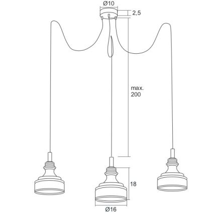 Argon 1354 - Πολύφωτο LED σε σχοινί TULUZA 3xLED/5W/230V